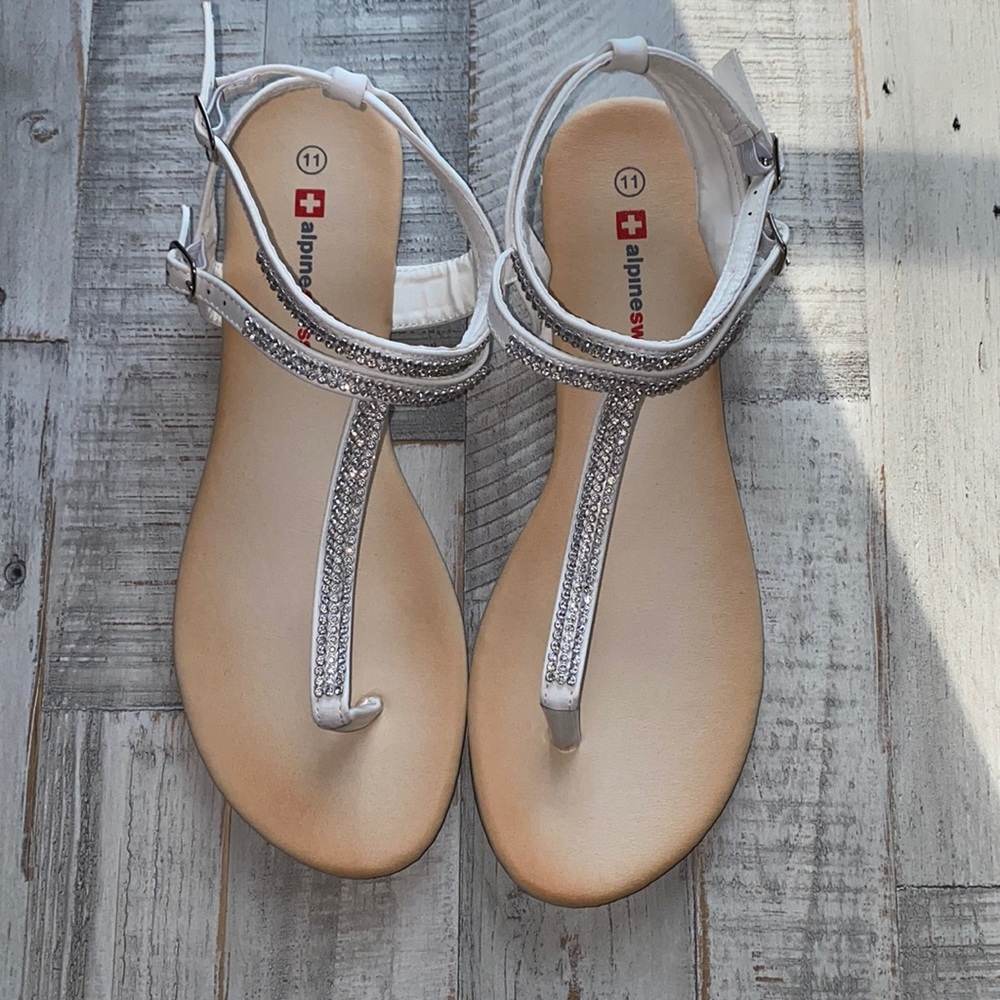 Alpine Swiss White Sandals NEW!